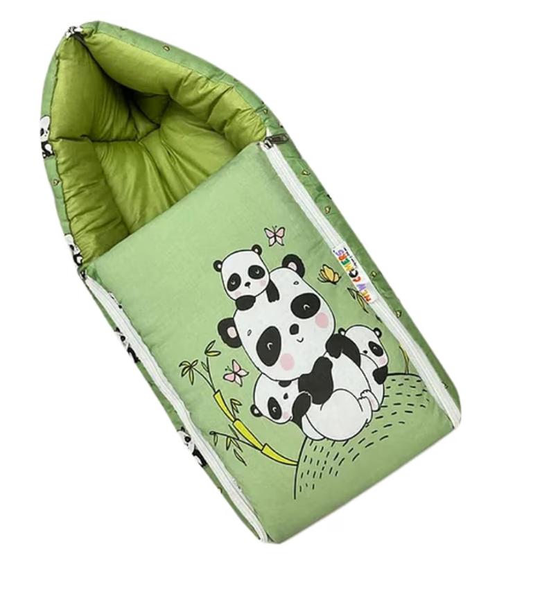 Baby Carry Nest & Sleeping Bag - Sage Green Panda & Bamboo