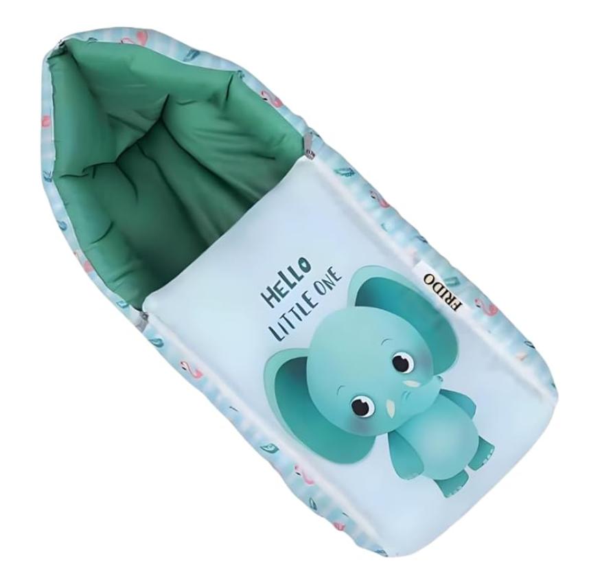 "Hello Little One" Elephant Print Baby Sleeping Bag
